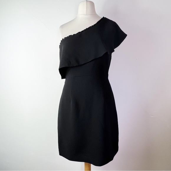 Whistles Dresses & Skirts - Whistles Black One Shoulder Ruffle Mini Dress UK Size 12 Party Occasion